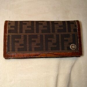 Fendi Tan and Brown Monogram Clutch